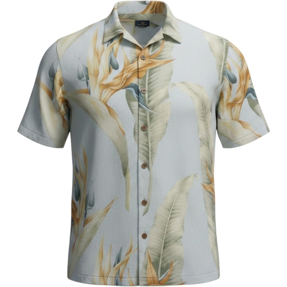 Tommy Bahama Linen Camp Shirt Mens XL Bird of Paradise Tropical Floral Hawaiian